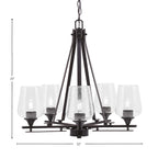 Uptowne Five Light Chandelier in Dark Granite with 5" Clear Bubble Shade
