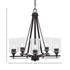 Uptowne Five Light Chandelier in Dark Granite with 4" Clear Bubble Shade