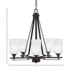 Uptowne Five Light Chandelier in Dark Granite with 4" White Marble Shade