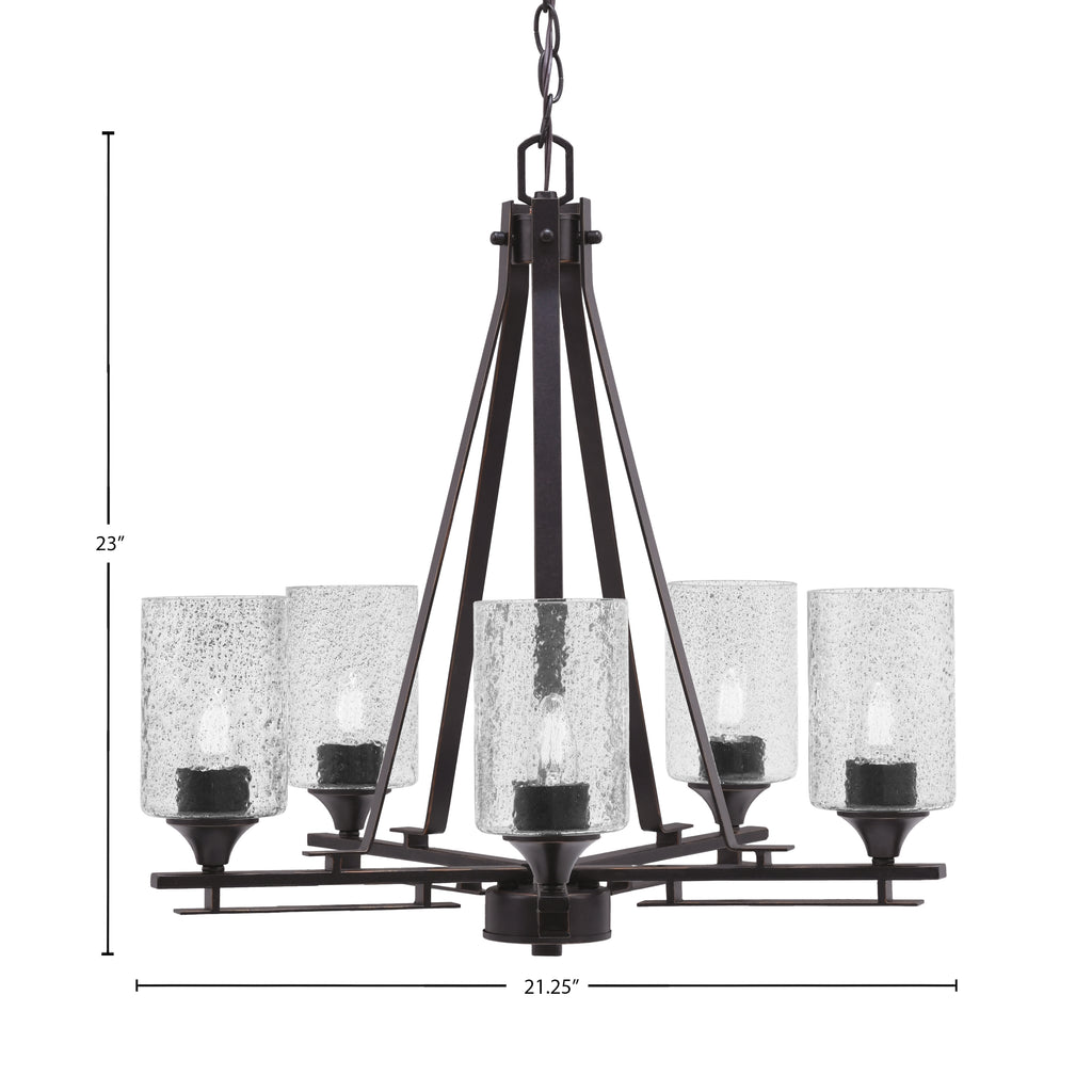 Uptowne Five Light Chandelier in Dark Granite with 4" Smoke Bubble Shade