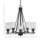 Uptowne Five Light Chandelier in Dark Granite with 4" Smoke Bubble Shade