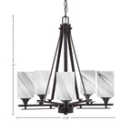 Uptowne Five Light Chandelier in Dark Granite with 4" Onyx Swirl Shade