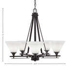 Uptowne Five Light Chandelier in Dark Granite with 7" White Muslin Shade