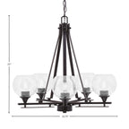 Uptowne Five Light Chandelier in Dark Granite with 5.75" Clear Bubble Shade