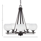 Uptowne Five Light Chandelier in Dark Granite with 5.75" White Marble Shade
