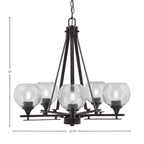 Uptowne Five Light Chandelier in Dark Granite with 5.75" Smoke Bubble Shade