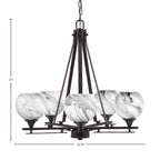 Uptowne Five Light Chandelier in Dark Granite with 5.75" Onyx Swirl Shade