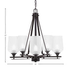 Uptowne Five Light Chandelier in Dark Granite with 5" Clear Textured Shade