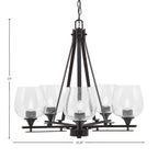 Uptowne Five Light Chandelier in Dark Granite with 6" Clear Bubble Shade
