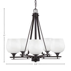 Uptowne Five Light Chandelier in Dark Granite with 6" White Marble Shade