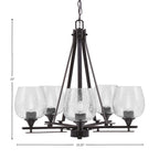Uptowne Five Light Chandelier in Dark Granite with 6" Smoke Bubble Shade
