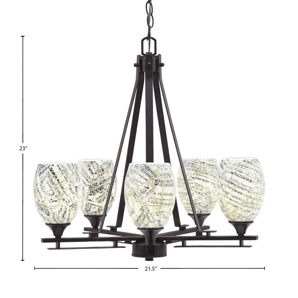 Uptowne Five Light Chandelier in Dark Granite with 5" Natural Fusion Shade