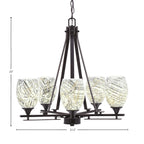 Uptowne Five Light Chandelier in Dark Granite with 5" Natural Fusion Shade