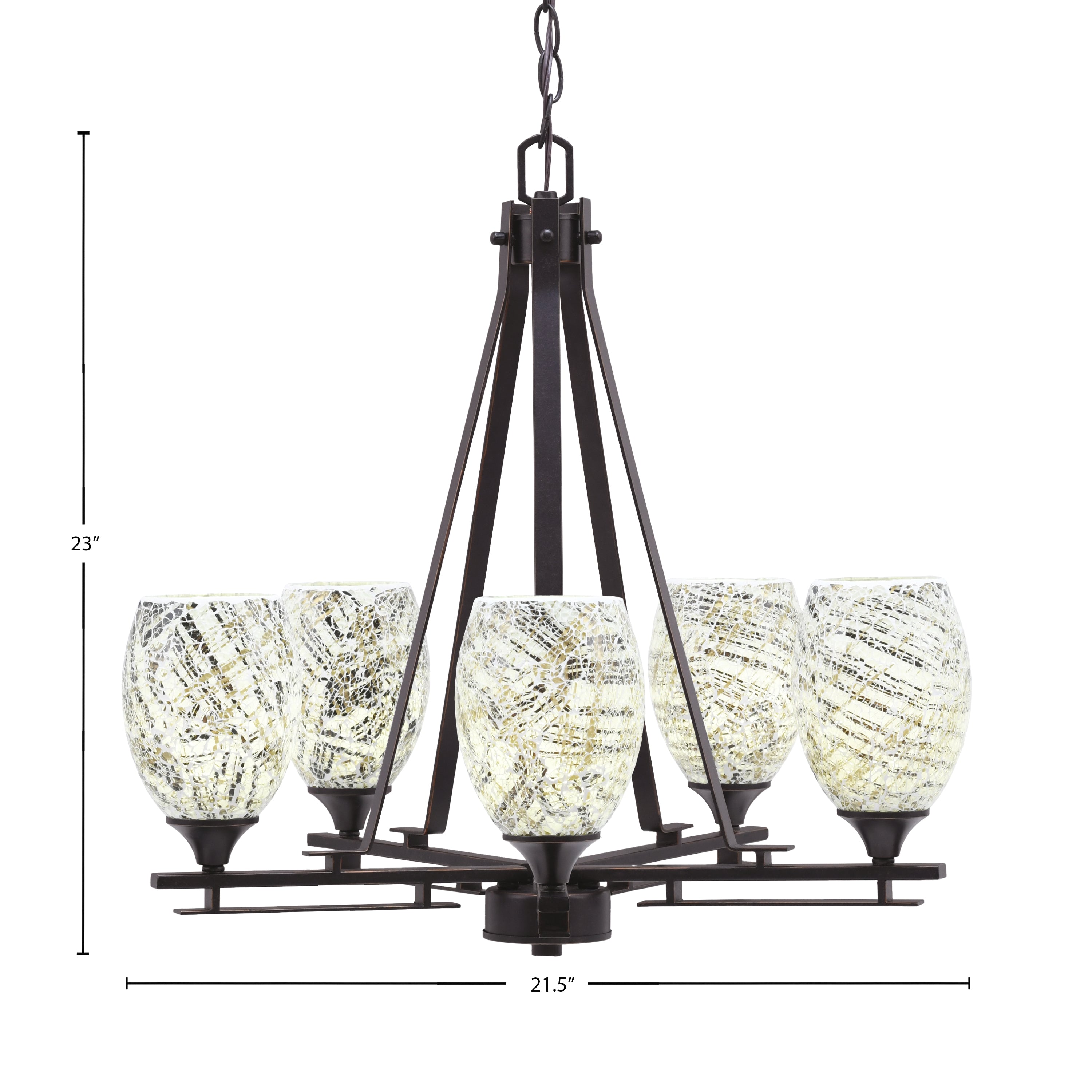 Uptowne Five Light Chandelier in Dark Granite with 5" Natural Fusion Shade