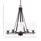 Uptowne Five Light Chandelier in Dark Granite with 4" Square White Muslin Shade