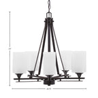 Uptowne Five Light Chandelier in Dark Granite with 3.5" Square White Marble Shade