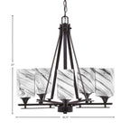 Uptowne Five Light Chandelier in Dark Granite with 3.5" Square Onyx Swirl Shade