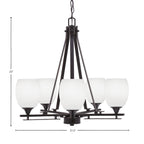 Uptowne Five Light Chandelier in Dark Granite with 5" White Linen Shade