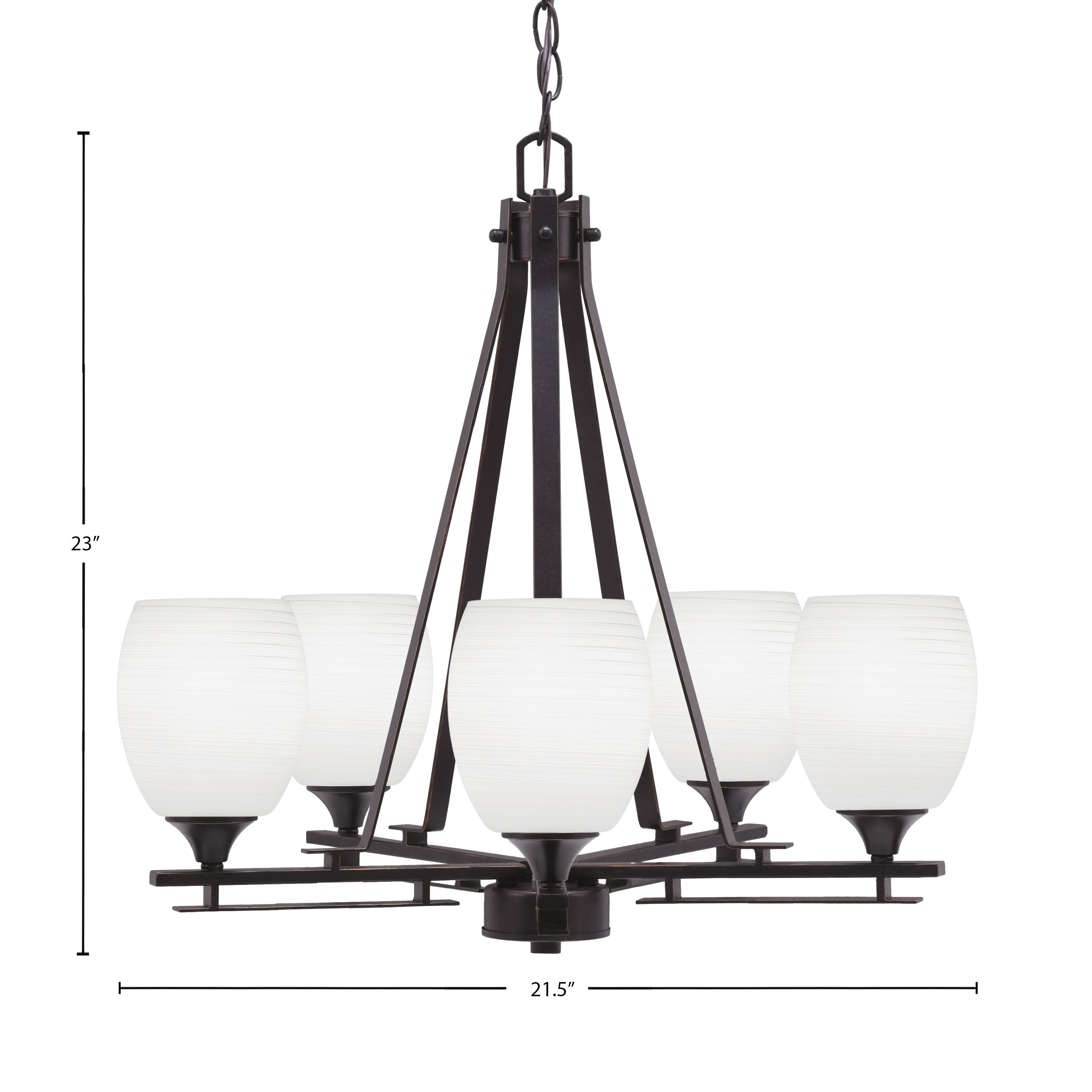Uptowne Five Light Chandelier in Dark Granite with 5" White Linen Shade