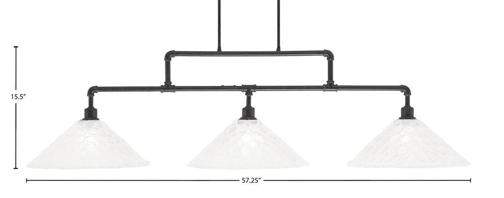 Vintage Three Light Bar in Dark Granite with 16" Italian Bubble Shade