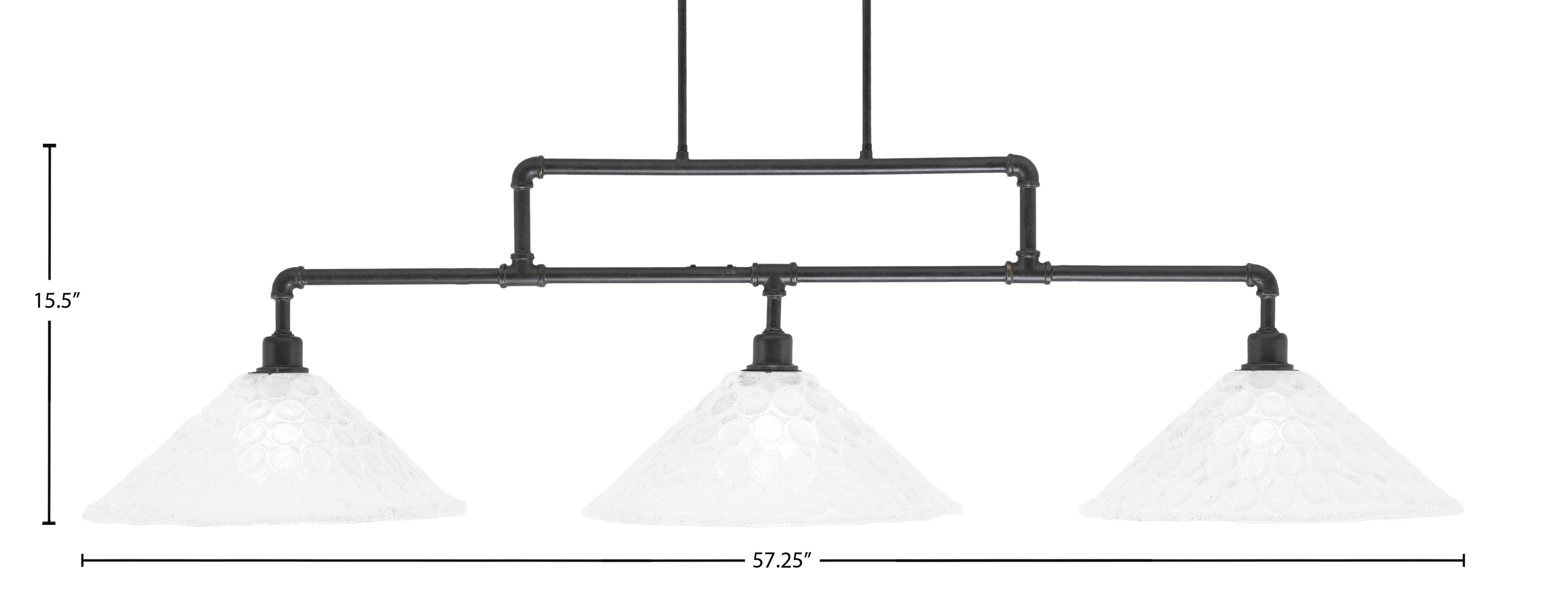 Vintage Three Light Bar in Dark Granite with 16" Italian Bubble Shade