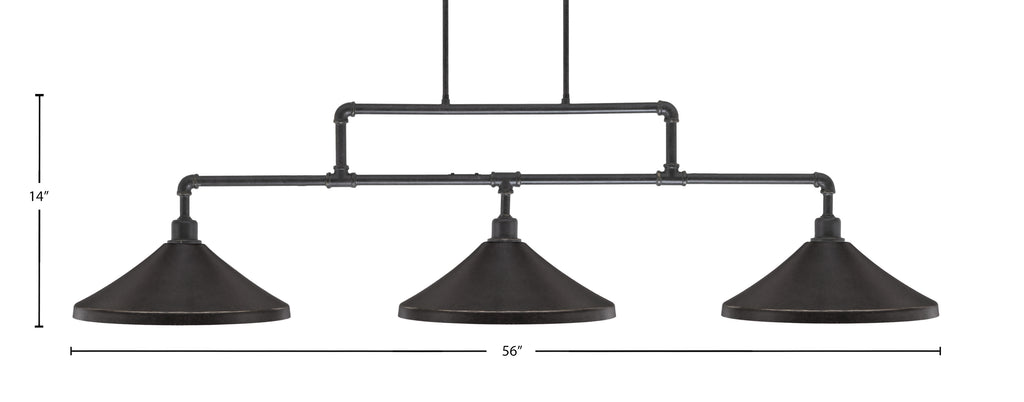 Vintage Three Light Bar in Dark Granite with 14" Dark Granite Cone Metal Shade Shade