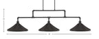 Vintage Three Light Bar in Dark Granite with 14" Dark Granite Cone Metal Shade Shade