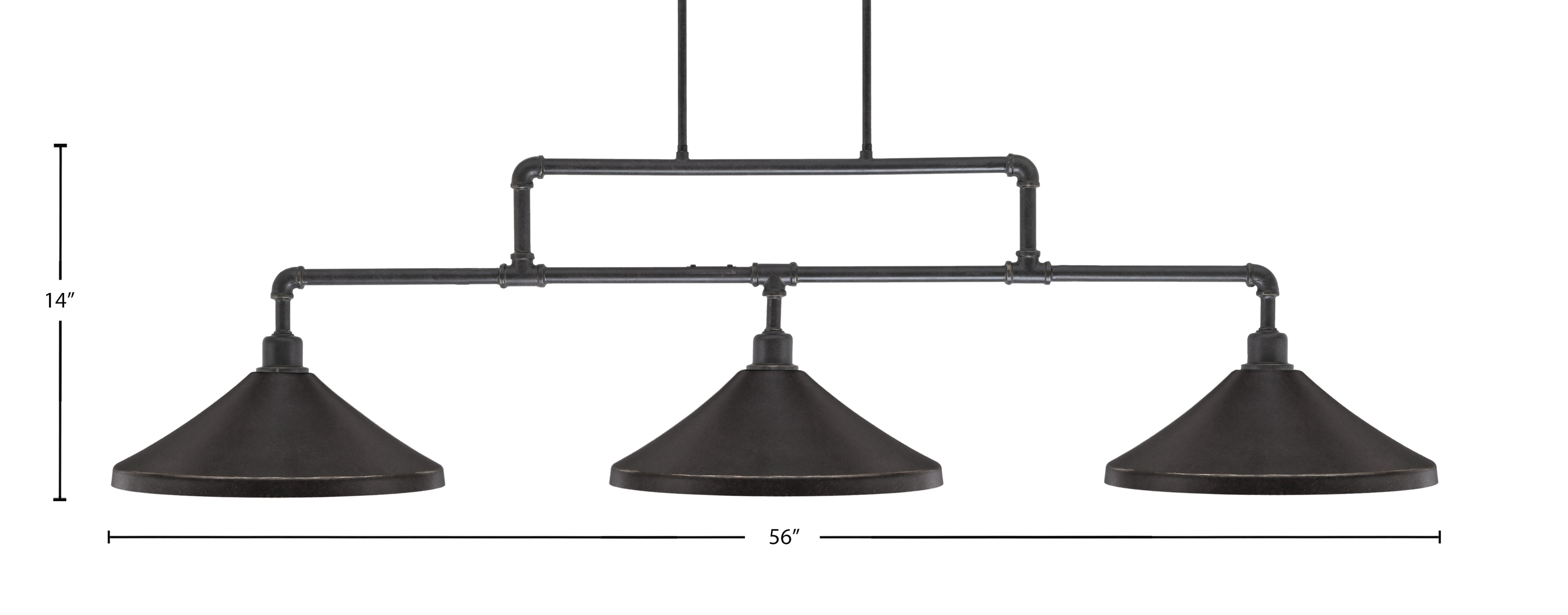 Vintage Three Light Bar in Dark Granite with 14" Dark Granite Cone Metal Shade Shade