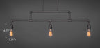 Vintage Three Light Bar in Dark Granite with 60 watt Amber Antique Shade