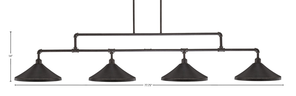 Vintage Four Light Bar in Dark Granite with 14" Dark Granite Cone Metal Shade Shade