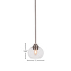 Paramount One Light Mini Pendant in Brushed Nickel with 7" Clear Bubble Shade