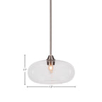 Paramount One Light Pendant in Brushed Nickel with 13" Clear Bubble Shade