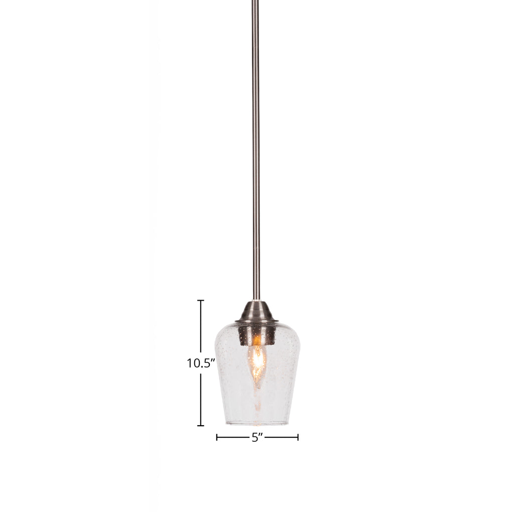 Paramount One Light Mini Pendant in Brushed Nickel with 5" Clear Bubble Shade