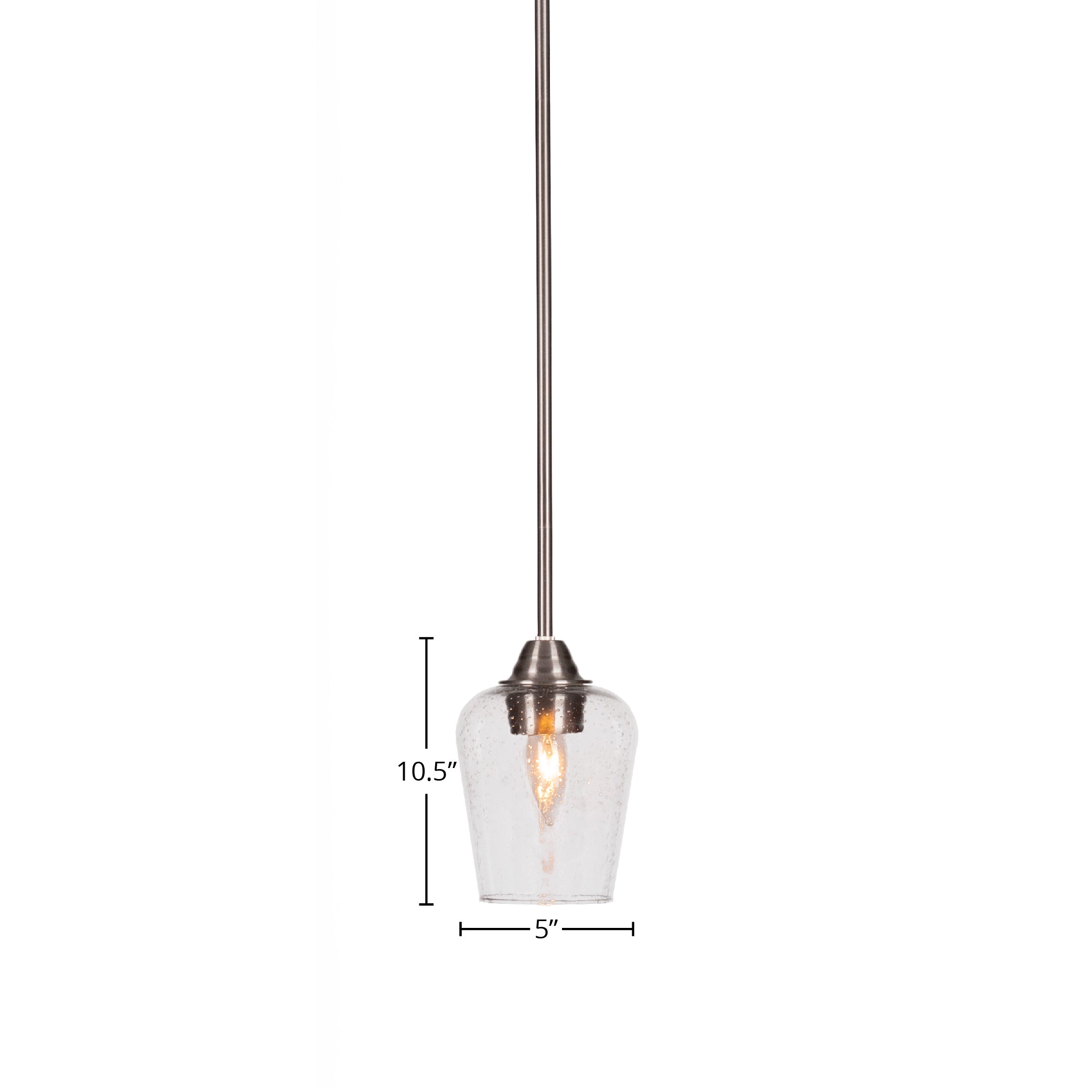 Paramount One Light Mini Pendant in Brushed Nickel with 5" Clear Bubble Shade
