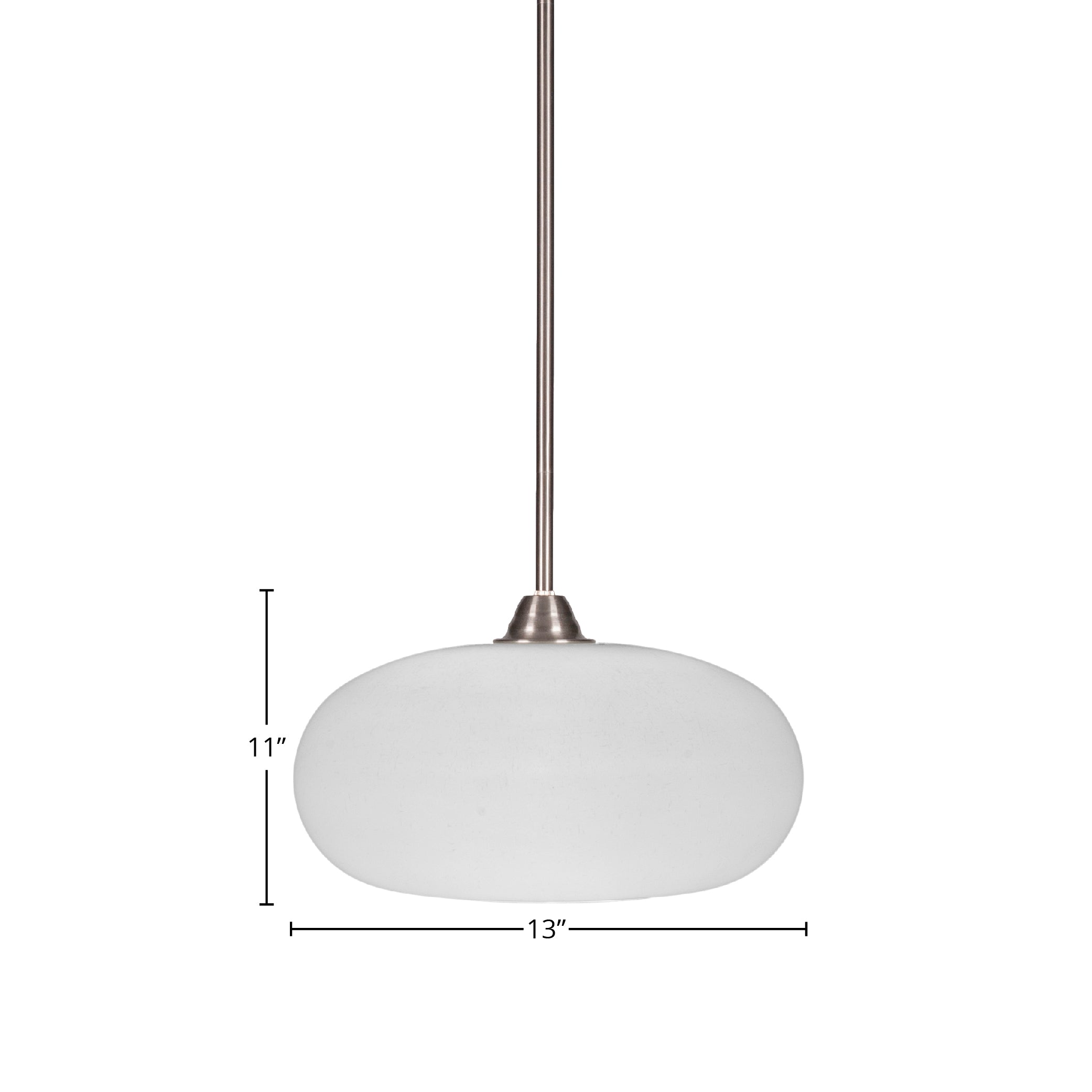 Paramount One Light Pendant in Brushed Nickel with 13" White Muslin Shade