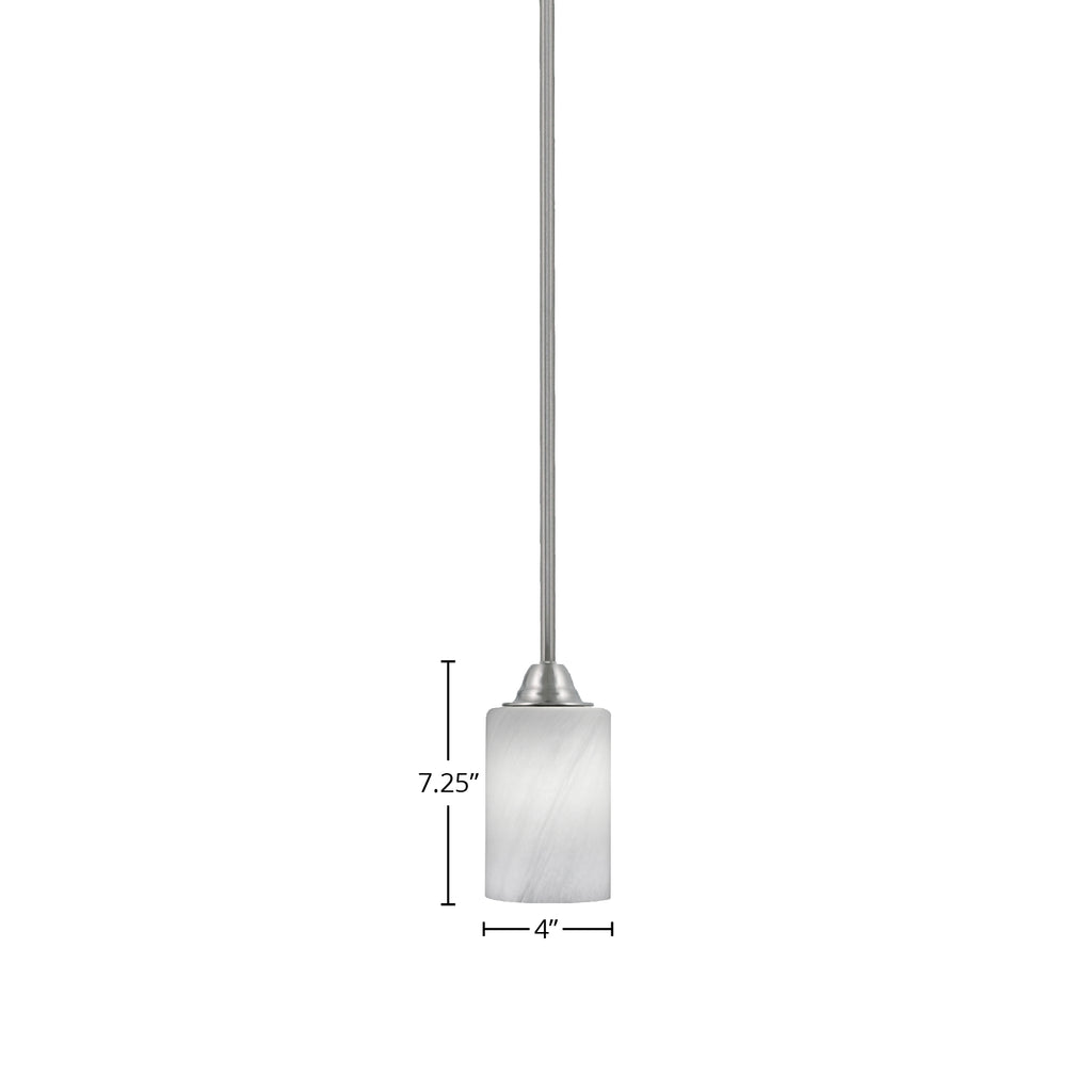 Paramount One Light Mini Pendant in Brushed Nickel with 4" White Marble Shade