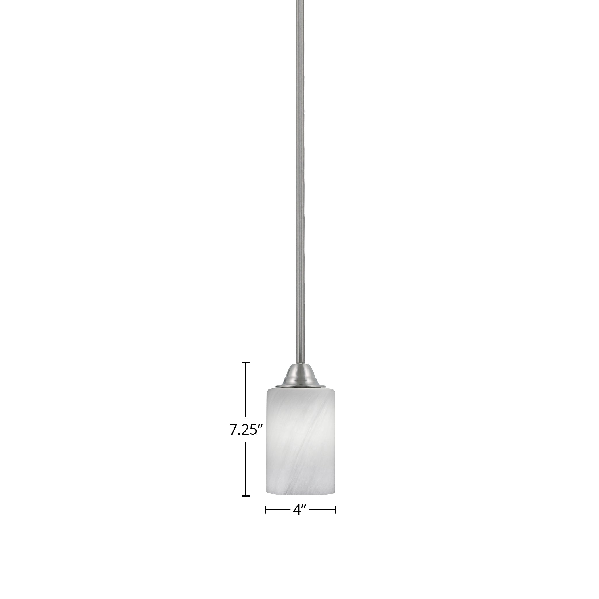 Paramount One Light Mini Pendant in Brushed Nickel with 4" White Marble Shade