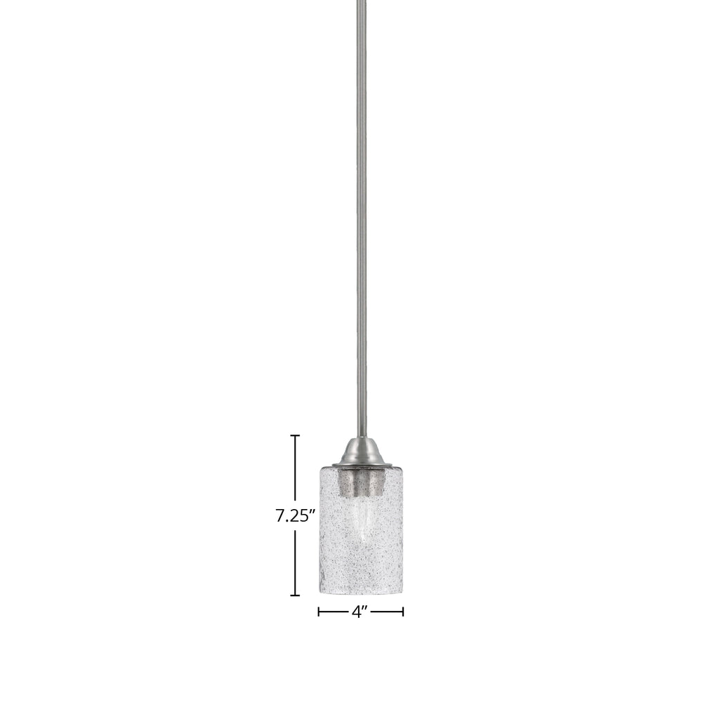 Paramount One Light Mini Pendant in Brushed Nickel with 4" Smoke Bubble Shade