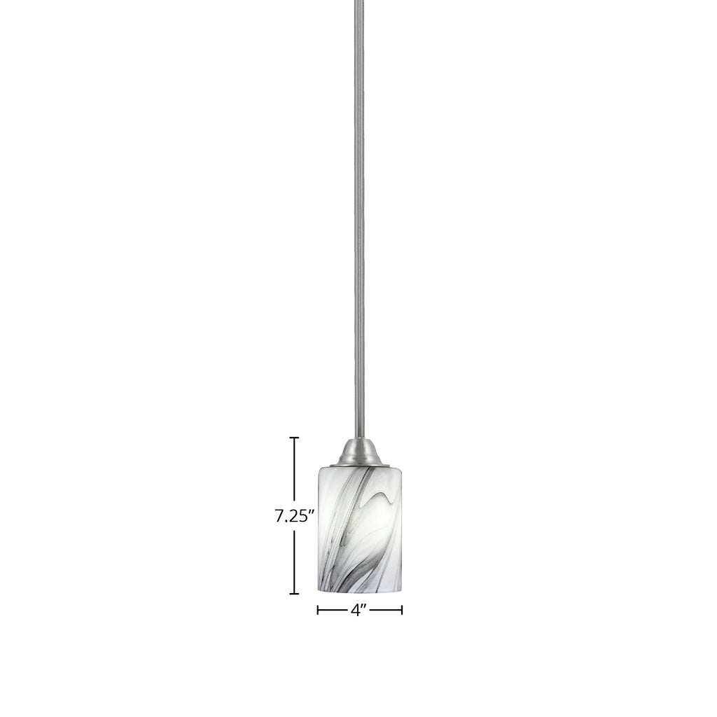 Paramount One Light Mini Pendant in Brushed Nickel with 4" Onyx Swirl Shade
