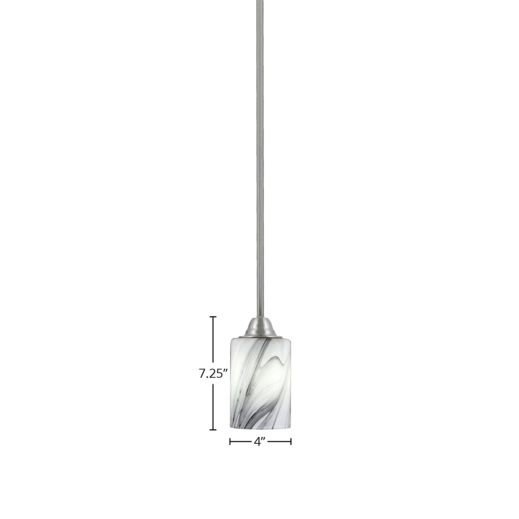 Paramount One Light Mini Pendant in Brushed Nickel with 4" Onyx Swirl Shade