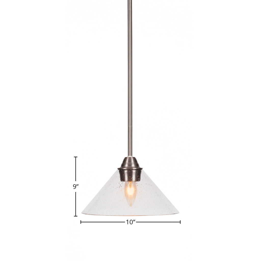 Paramount One Light Mini Pendant in Brushed Nickel with 10" Clear Bubble Shade