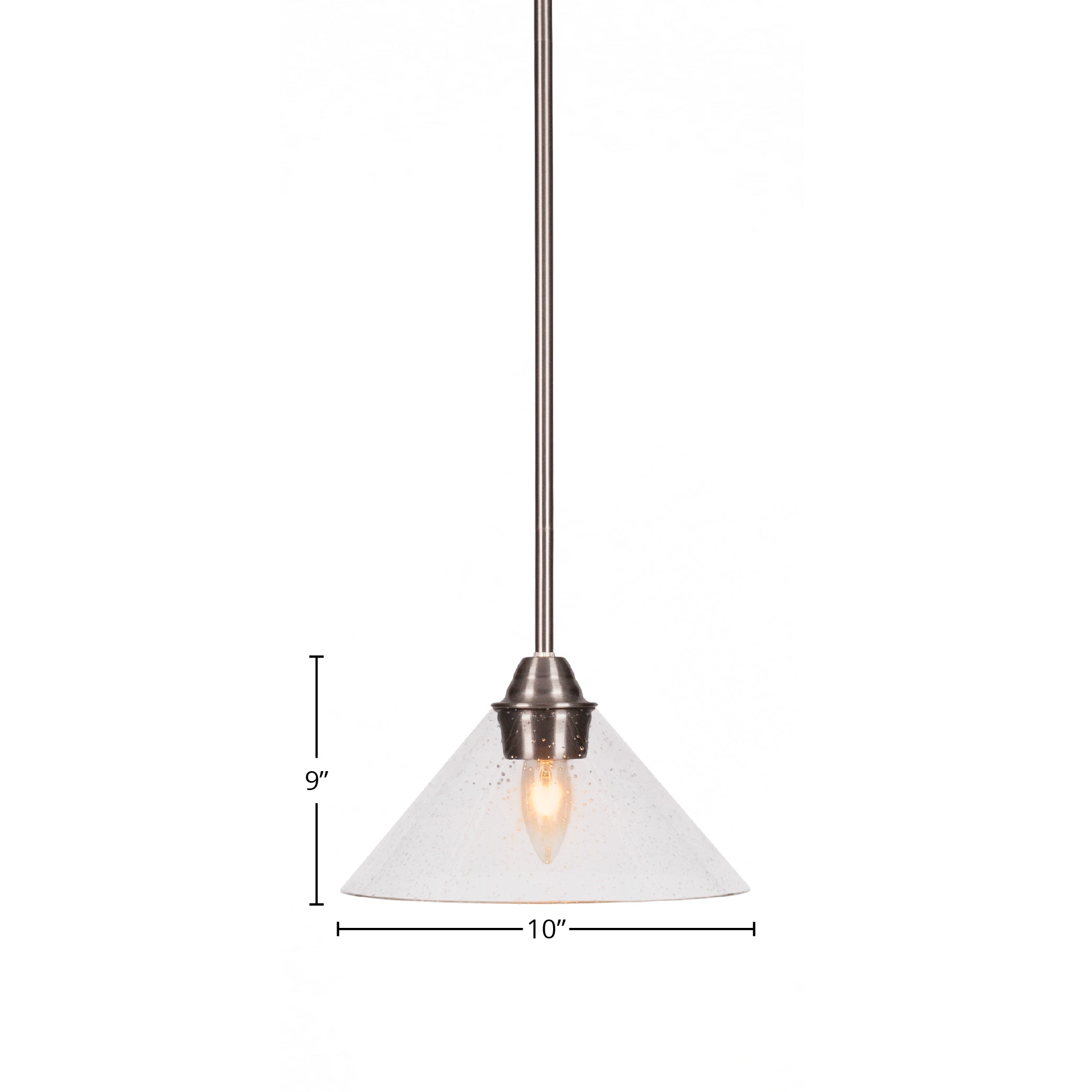 Paramount One Light Mini Pendant in Brushed Nickel with 10" Clear Bubble Shade