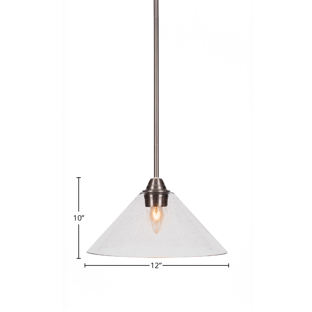 Paramount One Light Pendant in Brushed Nickel with 12" Clear Bubble Shade