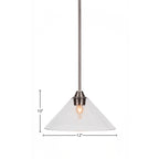 Paramount One Light Pendant in Brushed Nickel with 12" Clear Bubble Shade