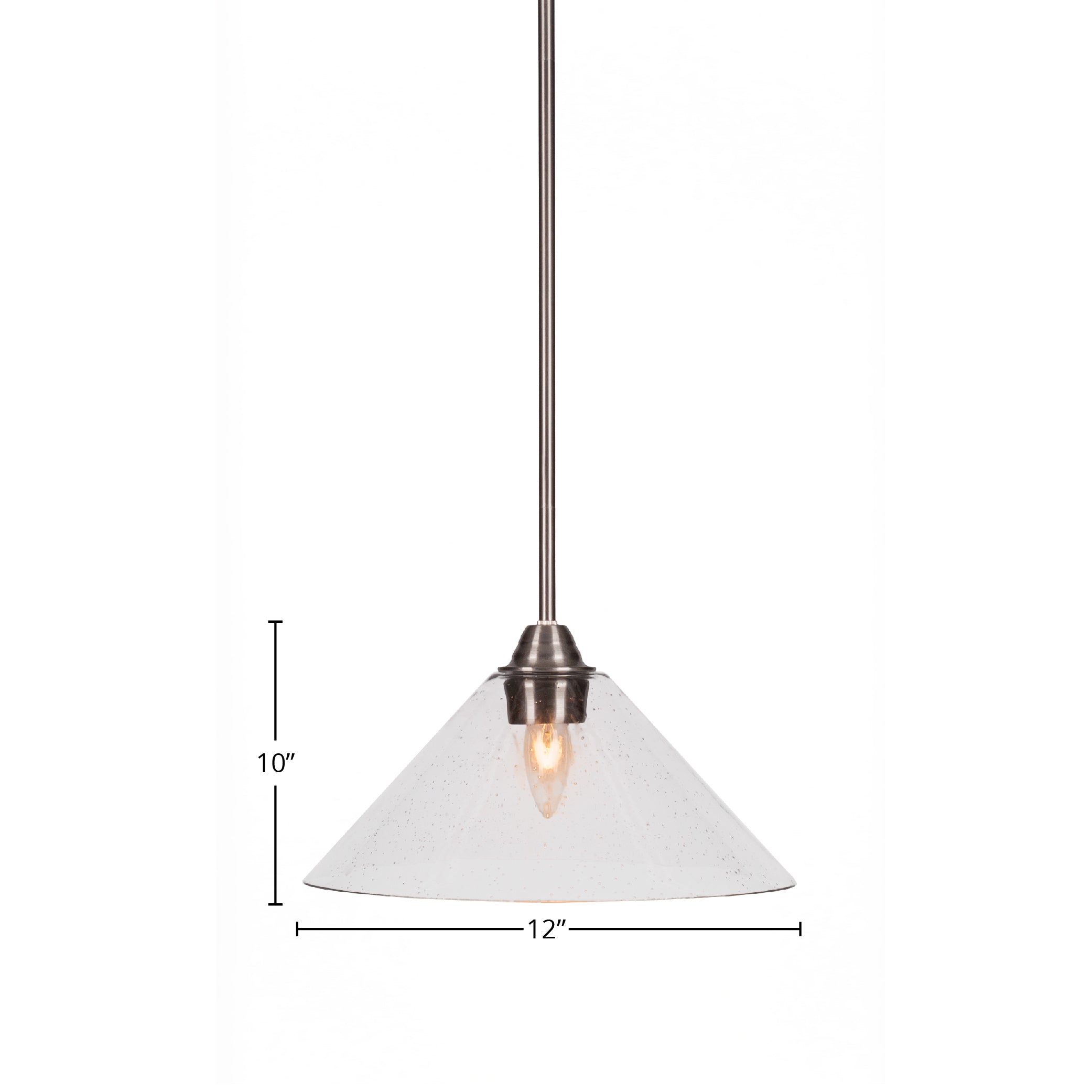 Paramount One Light Pendant in Brushed Nickel with 12" Clear Bubble Shade