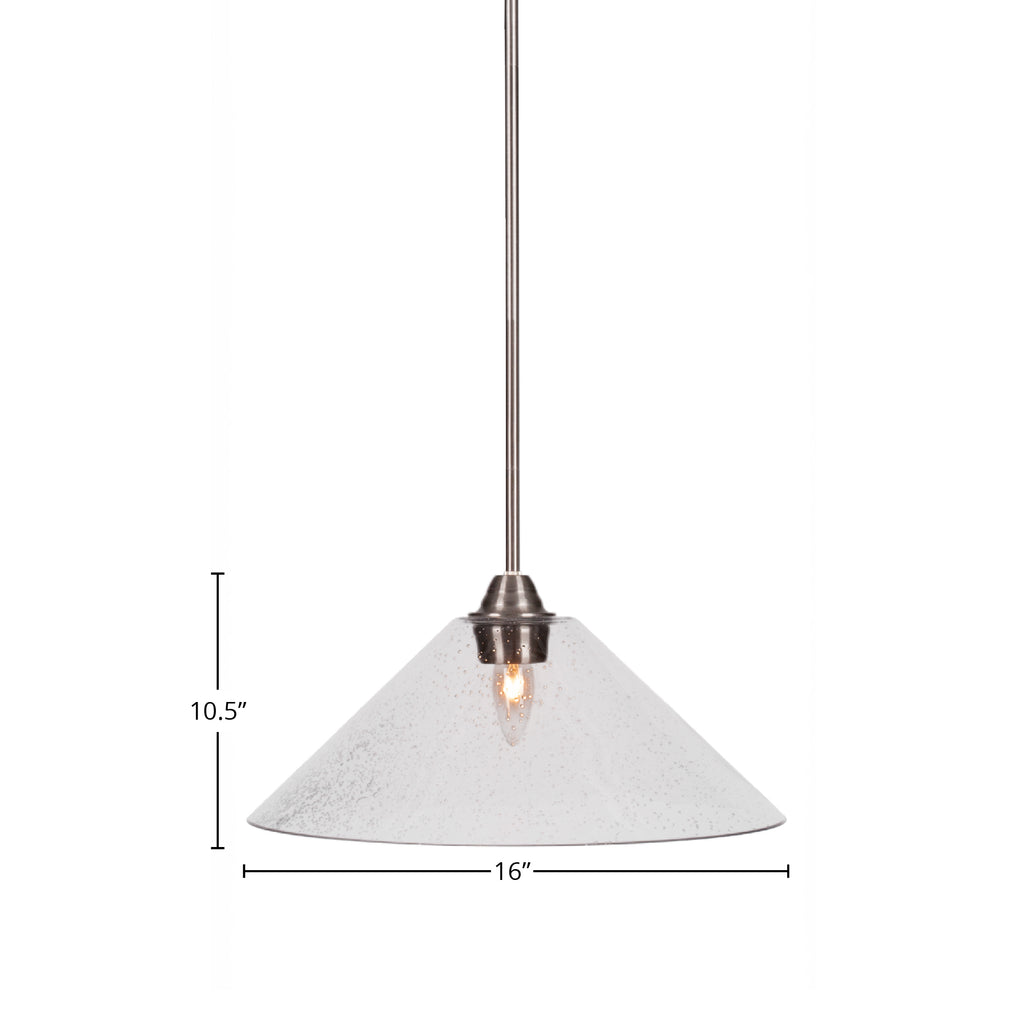 Paramount One Light Pendant in Brushed Nickel with 16" Clear Bubble Shade