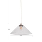 Paramount One Light Pendant in Brushed Nickel with 16" Clear Bubble Shade