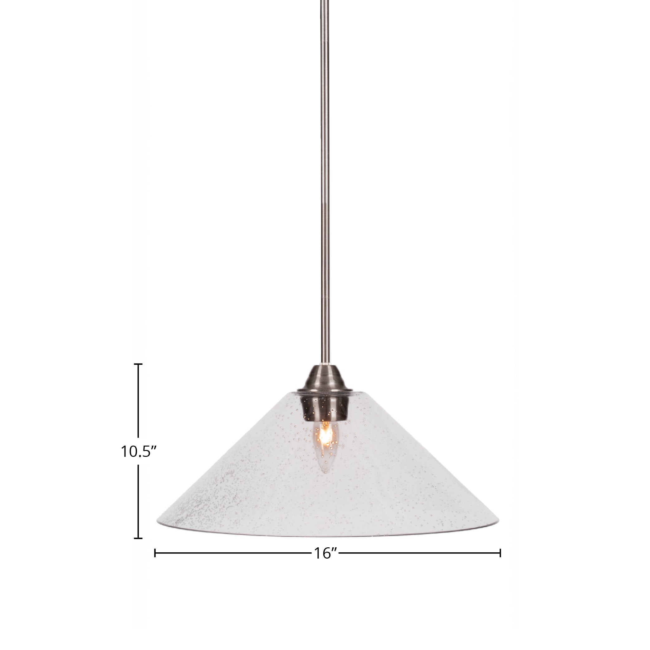 Paramount One Light Pendant in Brushed Nickel with 16" Clear Bubble Shade