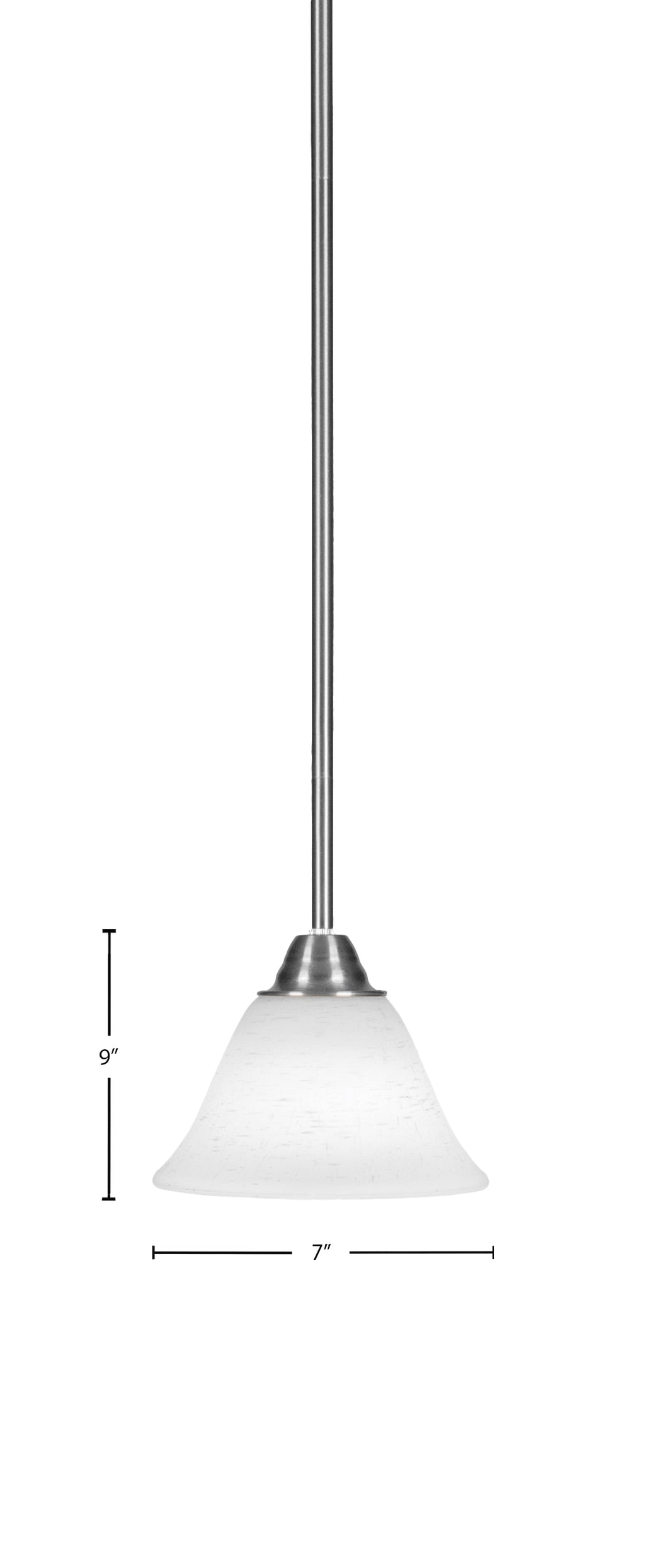 Paramount One Light Mini Pendant in Brushed Nickel with 7" White Muslin Shade