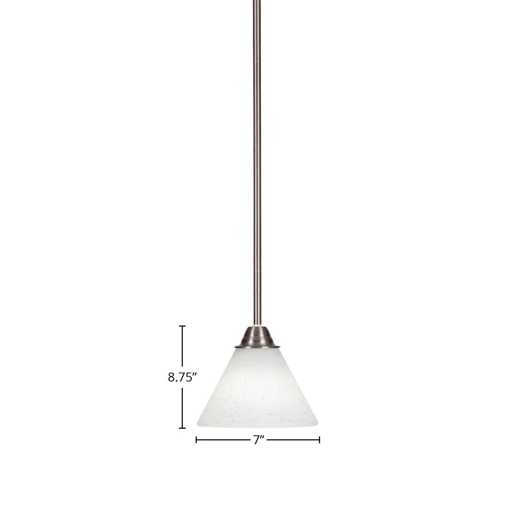 Paramount One Light Mini Pendant in Brushed Nickel with 7" White Muslin Shade